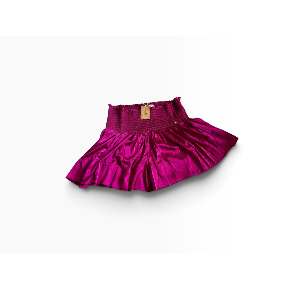NWT Natural Life Daisy Satin Smocked Mini Skirt/Skort L/XL Barbiecore Boho